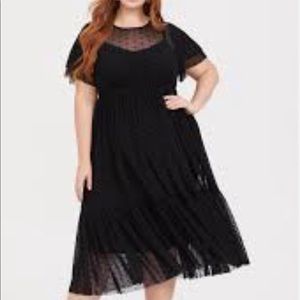 Torrid black mesh dot, mid-length dress size 2